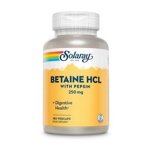 Solaray Betaine HCL with pepsin 250 mg (180 veg caps) 20057-01 фото