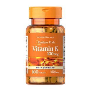 Puritan's Pride Vitamin K 100 mcg (100 tab) 18742-01 фото