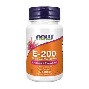 NOW E-200 (134 mg) With Mixed Tocopherols (100 softgels) 02909-01 фото