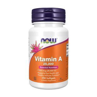NOW Vitamin A 25,000 IU (250 softgels) 18173-01 фото