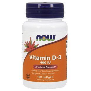 NOW Vitamin D-3 400 IU (180 softgels) 07381-01 фото