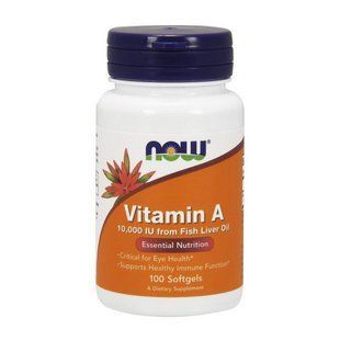 NOW Vitamin A 3000 mcg (10,000 IU) (100 softgels) 06698-01 фото