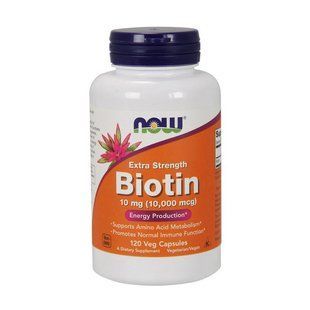NOW Biotin 10,000 mcg extra strength (120 veg caps) 10046-01 фото