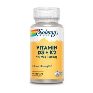 Solaray Vitamin D3+K2 (soy free) (120 veg caps) 19368-01 фото